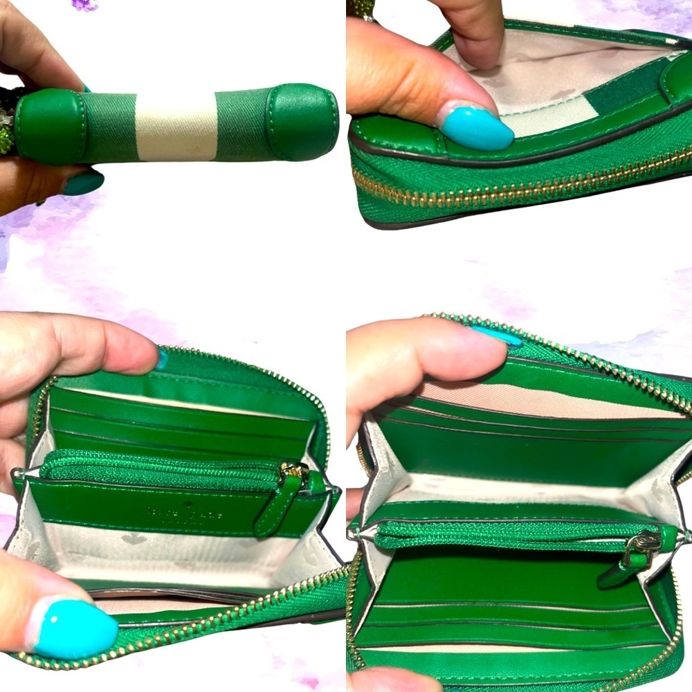 Kate Spade Traveler Small Zip Card Case, Green Multi - Picture 2 of 5